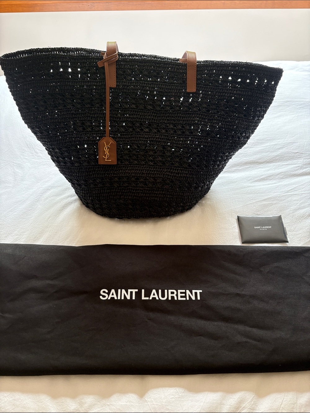 Saint Laurent Raffia Panier Medium Tote